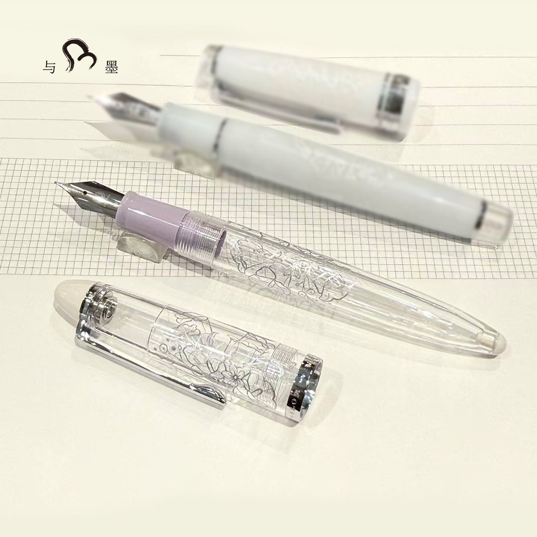 In Stock Ancora 5th Anniversary Limited Edition Wind Chime Bouquet MF Nib Transparent Torpedo Fountain Pen
