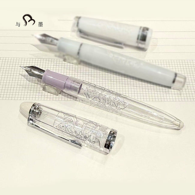 In Stock Ancora 5th Anniversary Limited Edition Wind Chime Bouquet MF Nib Transparent Torpedo Fountain Pen