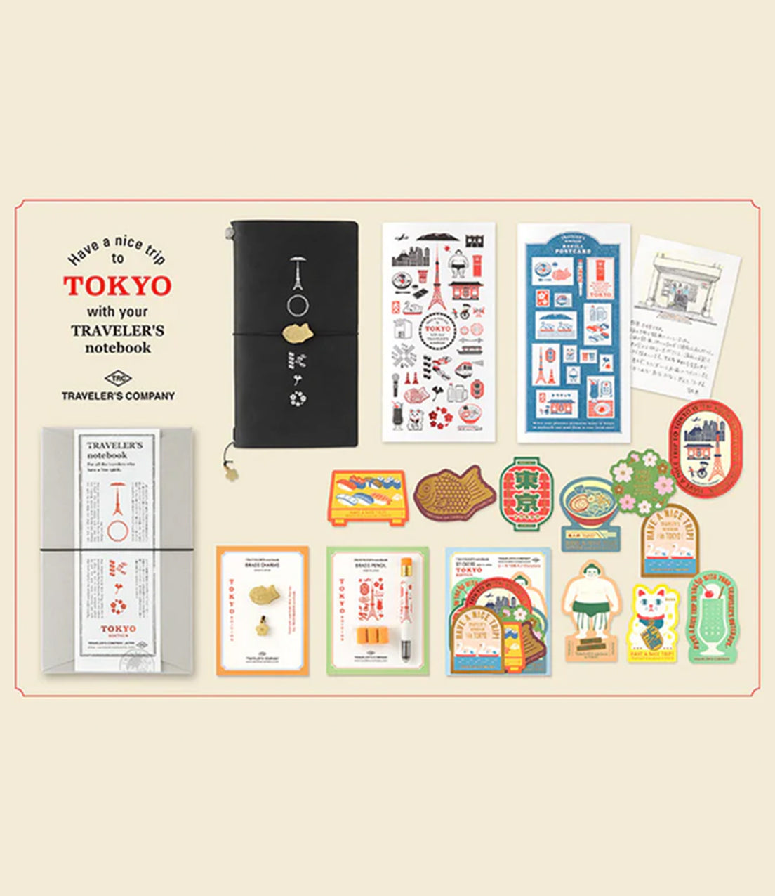 In Stock TN Tokyo Wanderlust Series Leather Notebook Refills Stickers Brass Pen Charm