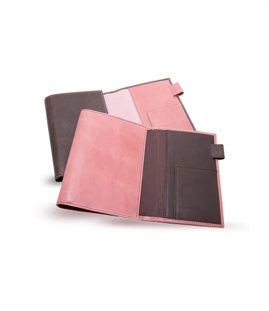Ashford & Nagasawa Collaborative Limited Edition - Himeji Soft Cowhide Tri-Fold Planner | Brown/Pink, M5 Size